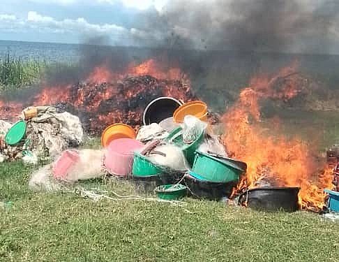 UPDF destroys illegal fishing gear worth shs423m
