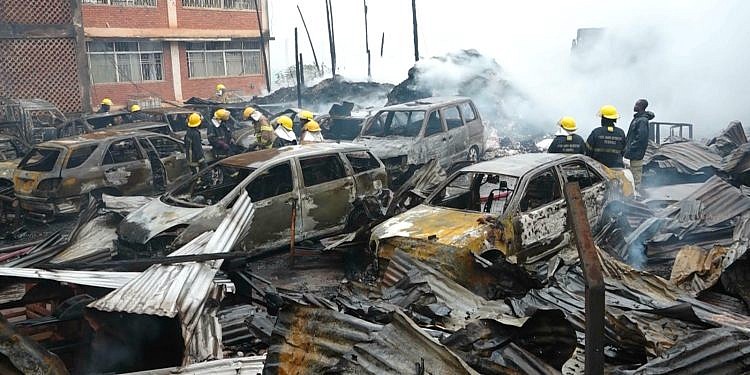 Gov’t vehicle among 13 burnt beyond recognition as Kampala garage catches fire
