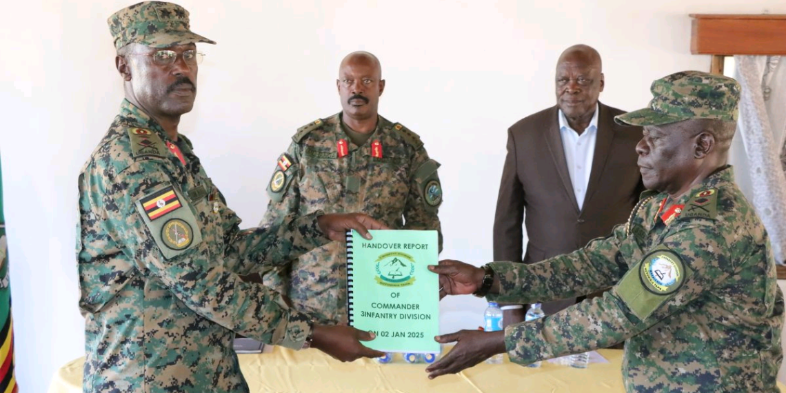 Maj Gen Don Nabasa hands over UPDF third division command to Brig Sserunkuma