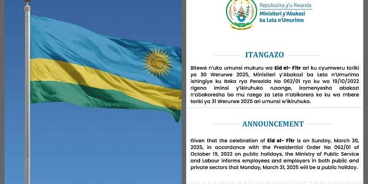 Rwanda declares Monday public holiday after Eid falls on Sunday