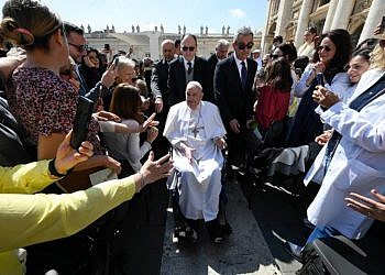 Pope Francis makes surprise public appearance after hospital discharge