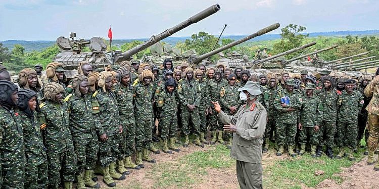 Museveni passes out 413 tank crews after training in modern warfare tactics