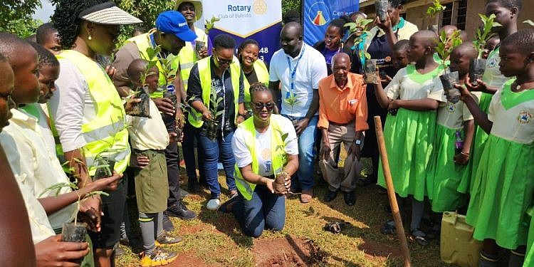 Rotary Club of Bulindo plants 1,000 trees at St. Kizito Primary School in Wakiso to curb climate change