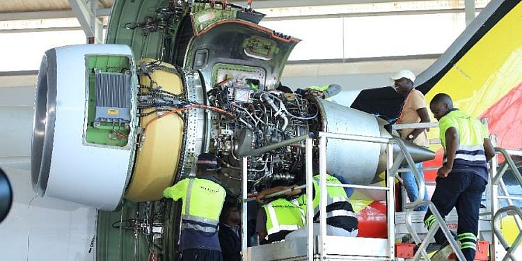 Uganda Airlines successfully completes first in-house engine change on CRJ900 aircraft