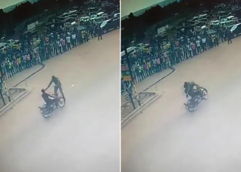 Motorcyclist in viral video knocking policeman arrested