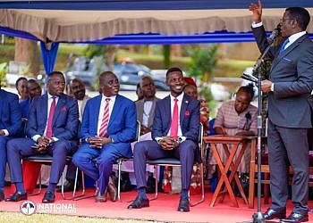 Katikkiro Mayiga praises NUP’s use of national flag as Bobi pays courtesy visit to Bulange
