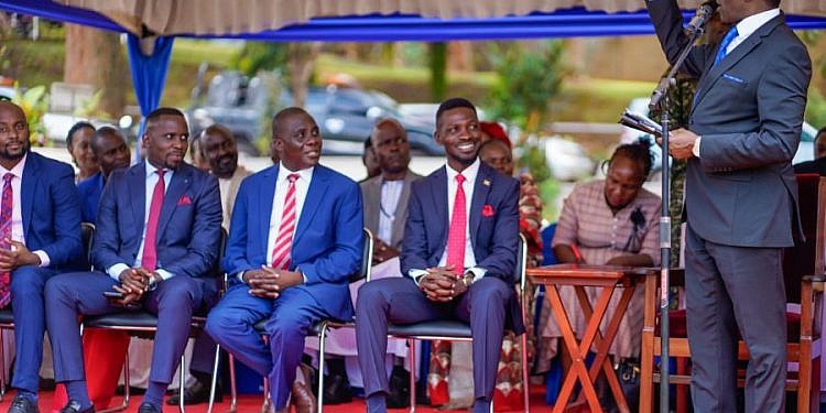Katikkiro Mayiga praises NUP’s use of national flag as Bobi pays courtesy visit to Bulange