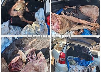 Three arrested with slaughtered cows hidden in car boot in Nakulabye