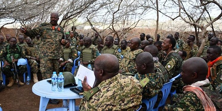 Lt Gen Kayanja Muhanga visits UPDF troops in Somalia, commends gains