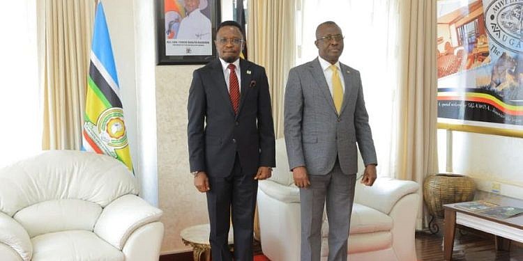 New Kenyan High Commissioner Ababu Mwambu presents credentials to minister Mulimba