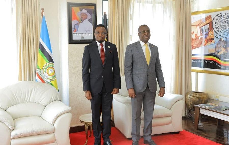New Kenyan High Commissioner Ababu Mwambu presents credentials to minister Mulimba