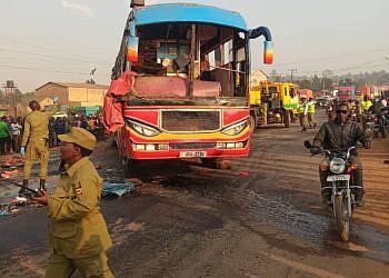 Teacher dead, students injured  as school bus rams into train at Mukono railway crossing