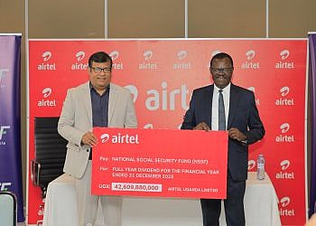 Airtel Uganda pays shs42.6bn dividend to NSSF